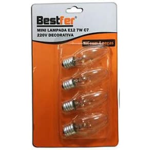 Lampada Mini Decorativa E12 7W 220V Com 4 Pecas