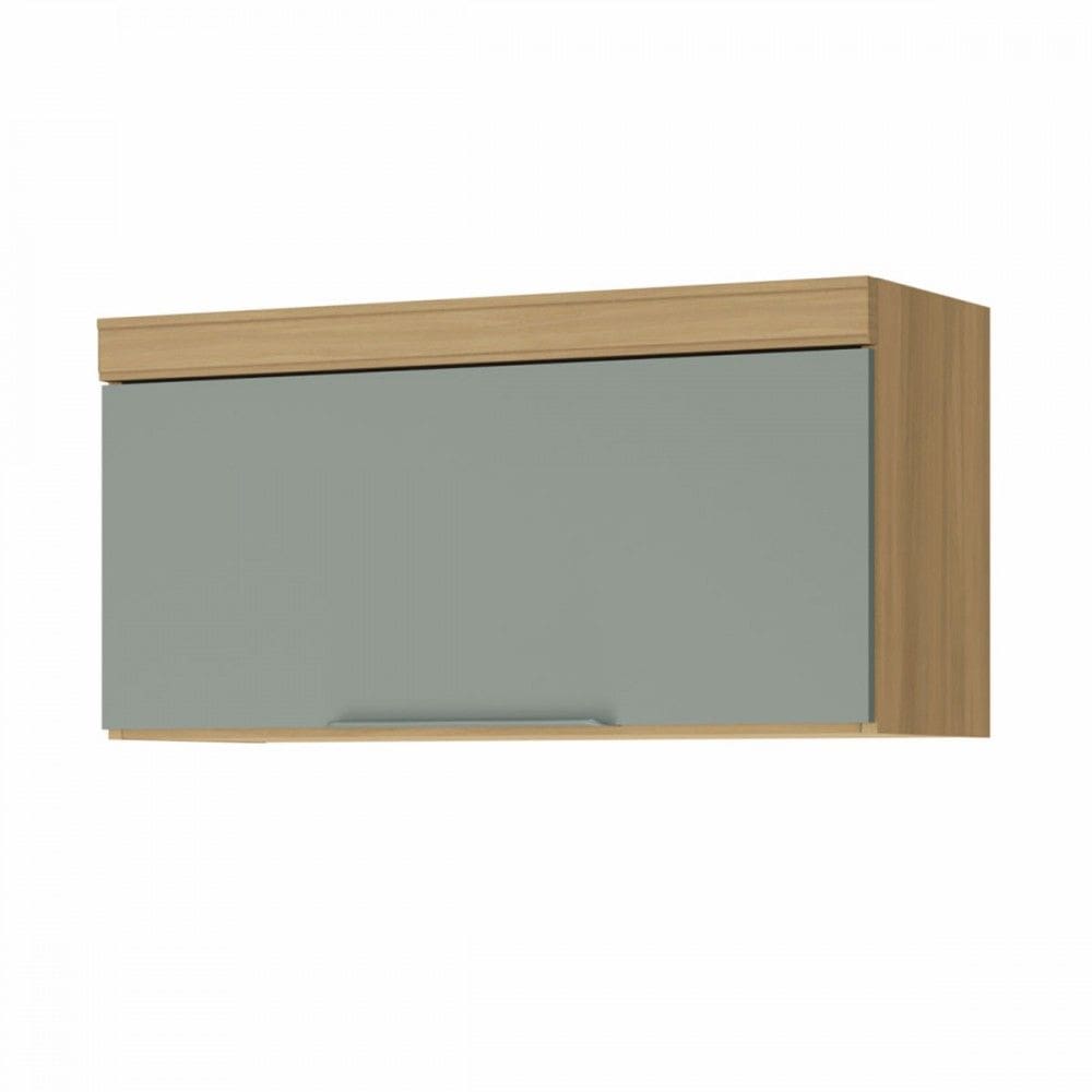 Armário Aéreo Cozinha 80 Cm Marquesa 1 Porta 100% Mdf Natural/Verde - Nesher