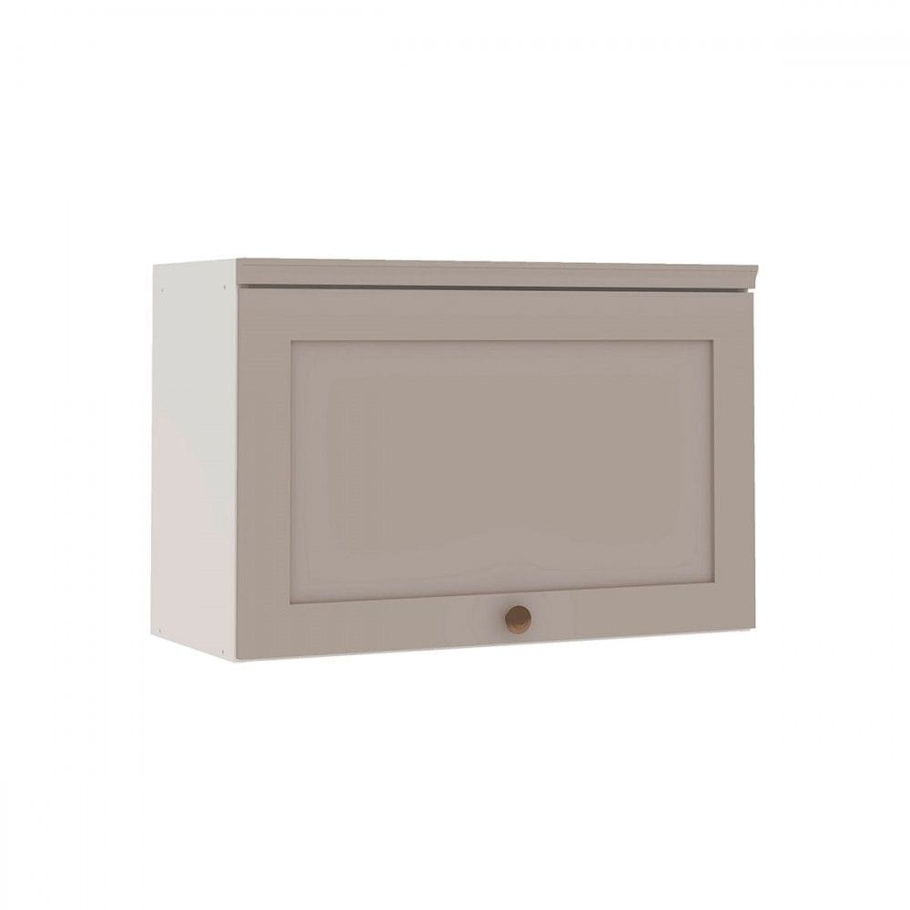 Armário Aéreo Cozinha 70cm Iluminata 100% Mdf 1 Porta Basculante Branco/Marrom Claro - Genialflex
