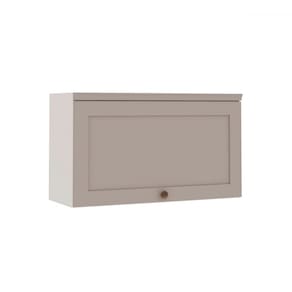 Armário Aéreo Cozinha 80cm Iluminata 100% Mdf 1 Porta Basculante Branco/Marrom Claro - Geniallex
