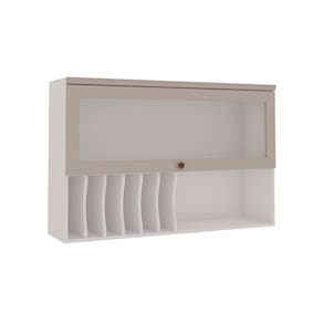 Armáreo Aéreo Cozinha 120cm Mini Boreal 100% Mdf 1 Porta Basculante Vidro Branco/Marrom Claro - Genialflex