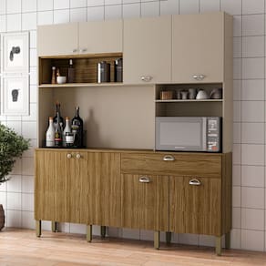 Cozinha Compacta Core 8 Portas 1 Gaveta Freijó/Vanilla - Kits Paraná
