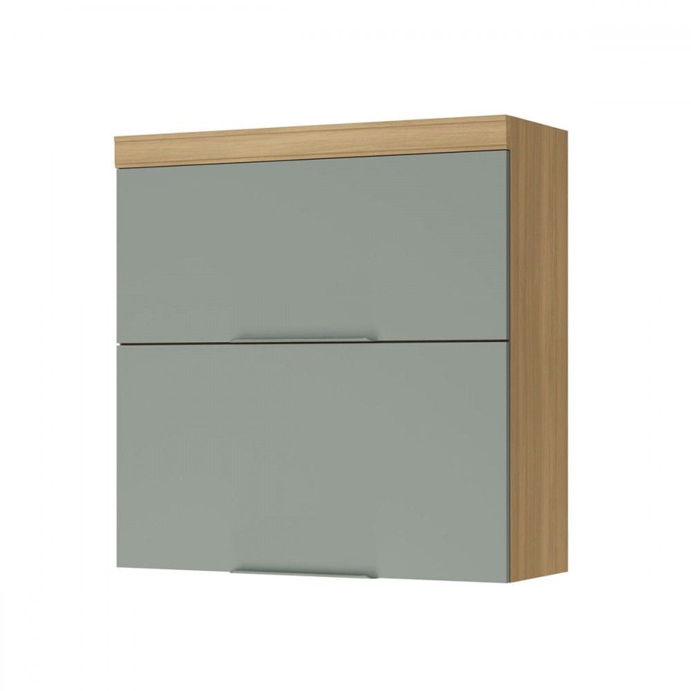 Armário Aéreo Cozinha 80 Cm Marquesa 2 Portas 100% Mdf Natural/Verde - Nesher