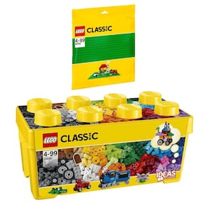 Conjunto de blocos de construção LEGO Classic 10696 e 10700 com base verde