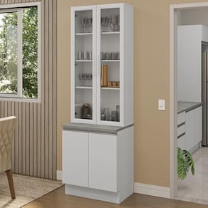 Kit Balcão + Cristaleira 70cm Branco Glamy Madesa 01