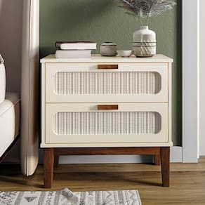 Mesa De Cabeceira 2 Gavetas Santorini Off White 60 Cm Palhinha Indiana