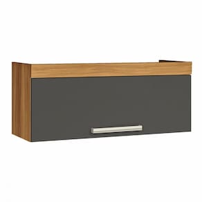 Armário Aéreo Cozinha 80 Cm Burguesa Premium 1 Porta 100% Mdf Freijó/Grafite - Nesher