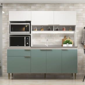 Cozinha Compacta Zafira 7 Portas 1 Gaveta Branco/Grey - Deibe Móveis