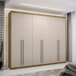 Guarda-Roupa Casal Vancouver Majestic 6 Portas 3 Gavetas 100% Mdf Natural/Marrom Claro - Pnr Móveis