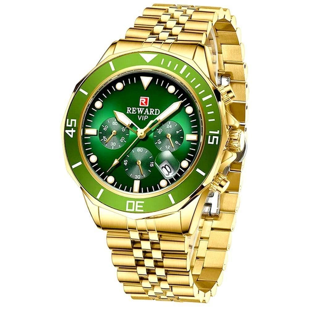 Relógio Masculino Casual Esportivo Luminoso Impermeável 3atm Em Aço Inoxidavel Verde