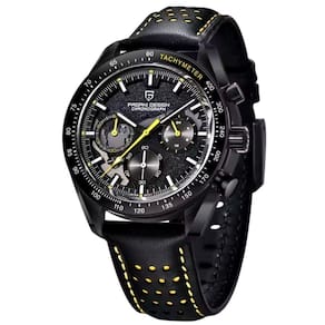 Relógio De Quartzo Design Lunar Masculino Esportivo Com Cronógrafo Impermeavel Amarelo