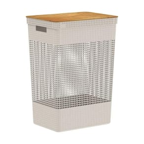 Cesto Organizador Grid Com Tampa Em Bambu 49l Ou Bege