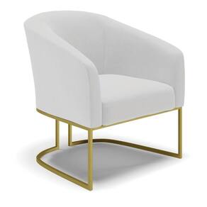 Cadeira Sala De Jantar Base Industrial Dourado Stella Linho D03 - D`rossi Cor Cinza