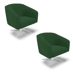 Cadeira Sala De Jantar Giratória Base Cromada Kit 2 Stella Veludo D03 - D`rossi Cor Verde