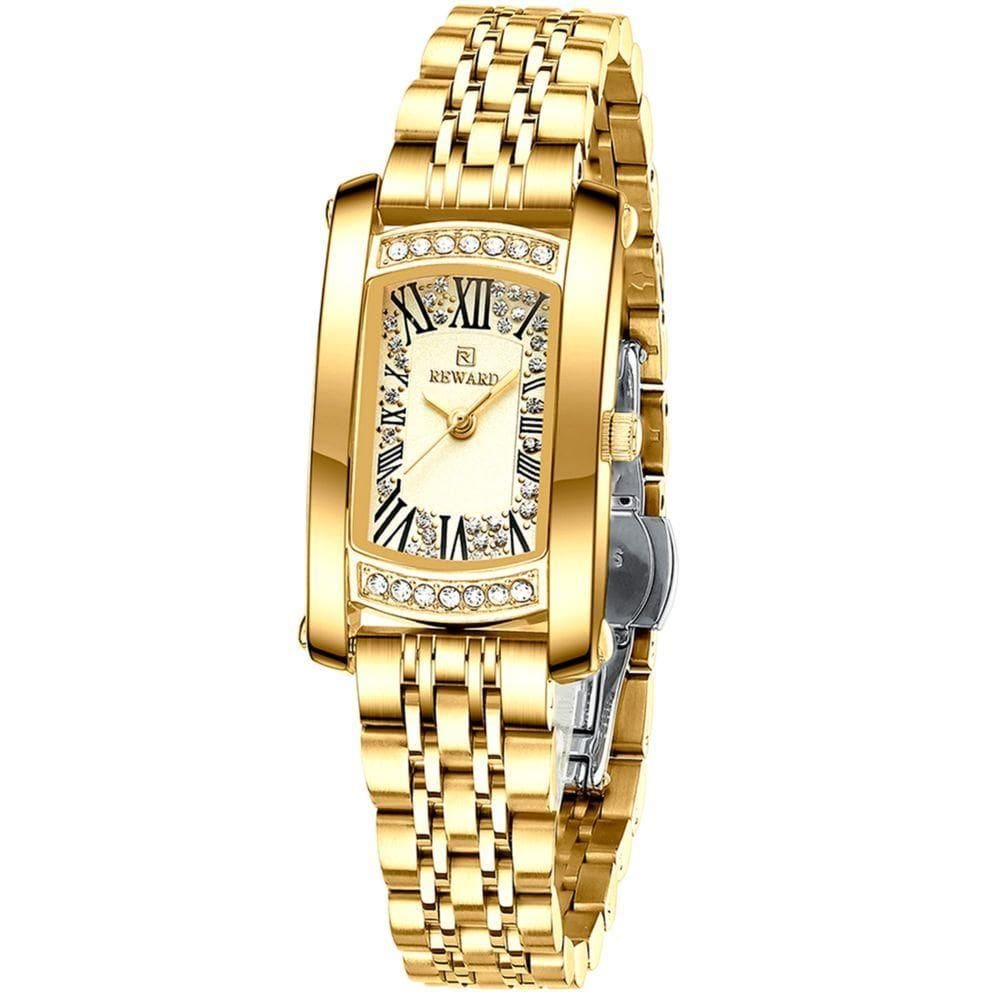 Relógio De Pulso Feminino Quartzo Aço Inoxidável Dourado