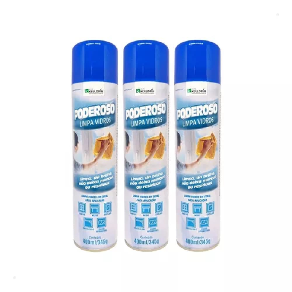 Poderoso Limpa Vidros Kelldrin Kit 3 De  400 Ml