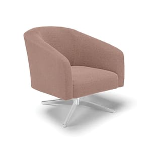 Cadeira Sala De Jantar Giratória Base Cromada Stella Bouclê D03 - D`rossi Cor Rose