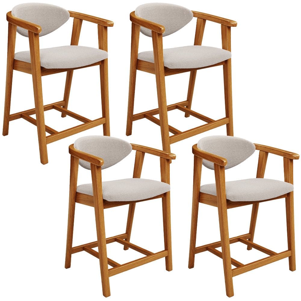 Kit 04 Banquetas Baixa Para Cozinha Sala Jantar Bancada Cecília L02 Bouclê Creme - Lyam Decor