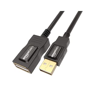 Cabo de extensão USB-A 2.0 Amazon Basics, pacote com 2 unidades de 3,3 pés, preto