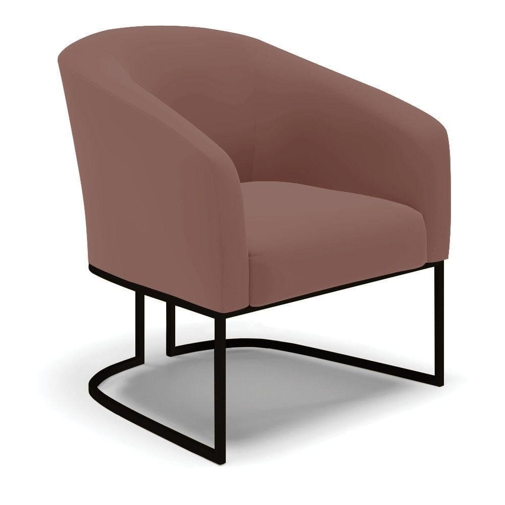 Cadeira Sala De Jantar Base Industrial Preto Stella Veludo D03 - D`rossi Cor Rose
