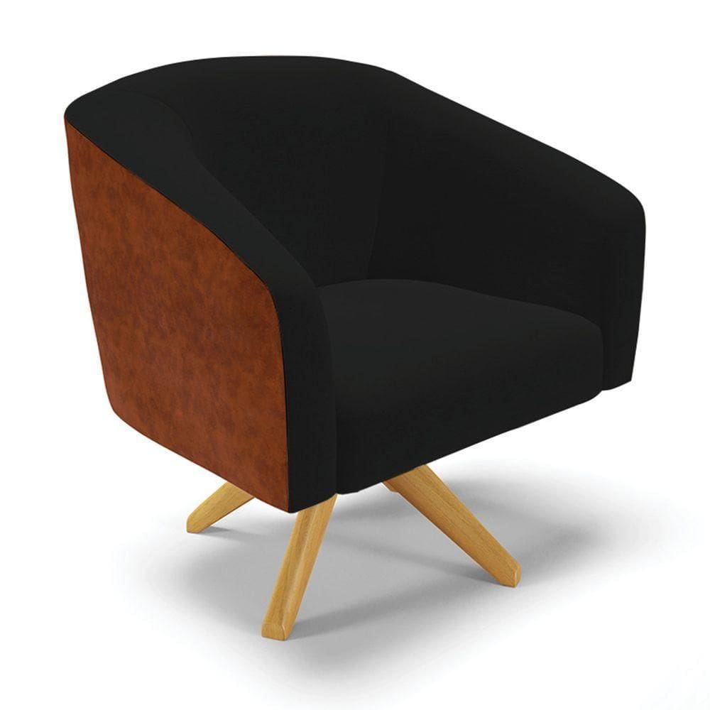 Cadeira Sala De Jantar Giratória Ma30 Stella Noz/linho D03 - D`rossi Cor Preto