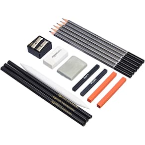 Kit de lápis de arte para esboçar e desenhar Amazon Basics 17 peças