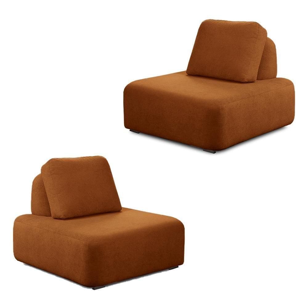 Kit 2 Poltronas Decorativas Santiago Sala De Estar Pés Em Madeira Bouclê Terracota