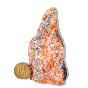 01 Calcita Laranja Pedra Pé Serrado Natural 100 a 200g TipoB
