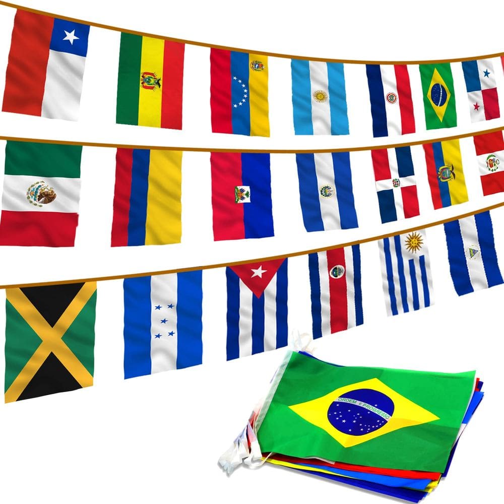 Bandeiras de cordas | Anley, América Latina, 23 países, 8 m de comprimento