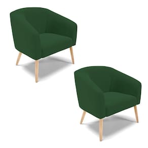 Cadeira Sala De Jantar Pé Palito Natural Kit 2 Stella Veludo D03 - D`rossi Cor Verde