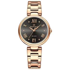 Relógio De Pulso De Aço Inoxidável Feminino Minimalista Criatvo Impermeavel Preto