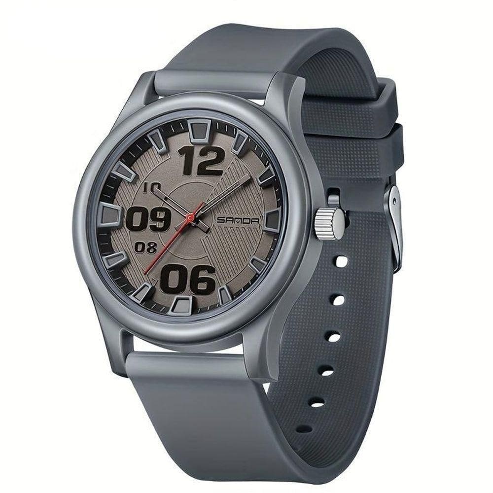 Relógio Feminino De Quartzo - à Prova D`água, Leve Com Pulseira De Silicone Cinza