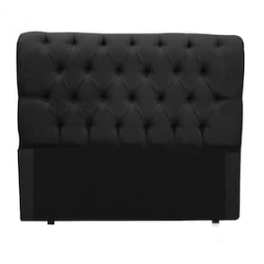 Cabeceira Casal Suede Preto 1,40m Estofada Capitone Madrid para cama box