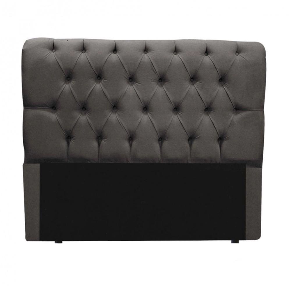 Cabeceira King Size Suede Cinza 193cm Estofada Capitone Madrid para cama box