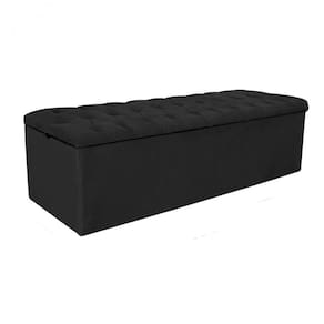 Baú Recamier Sapateira Calçadeira Casal Preto 138cm Estofada Capitone