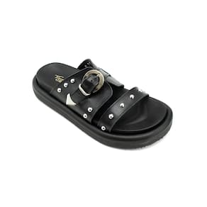 Papete Feminina Sandália Flatform Confortável Detalhe Metal