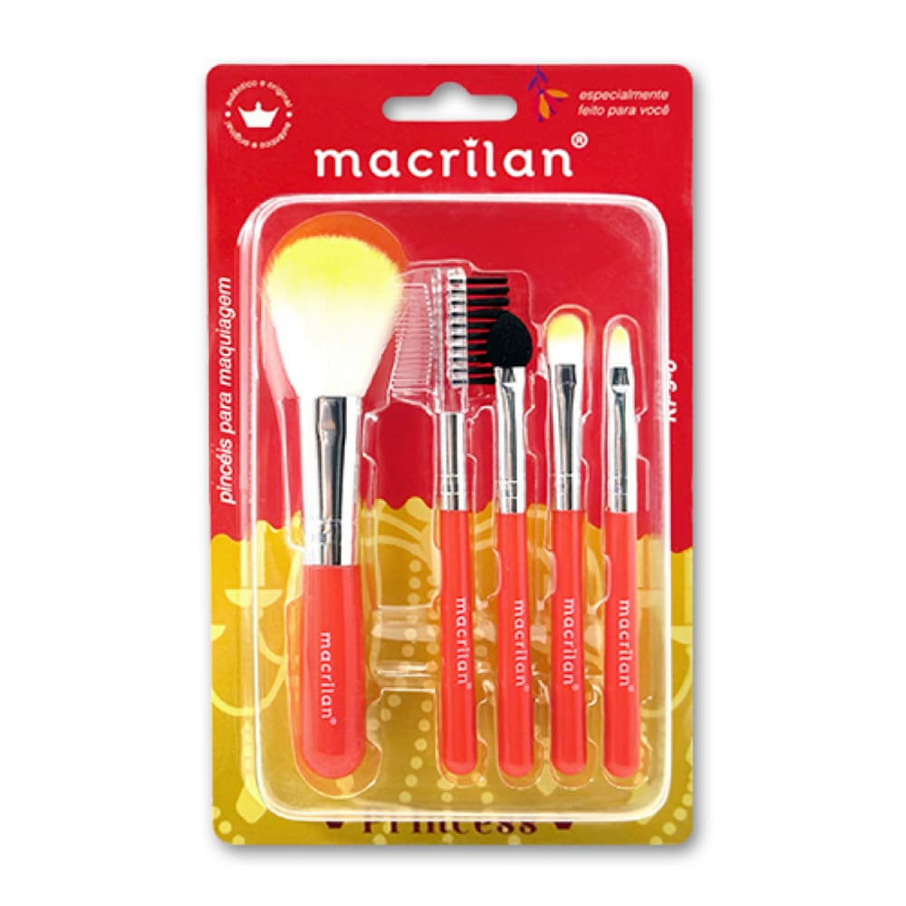 Kit KP9-6 com 5 Pincéis para Maquiagem Princess - Macrilan