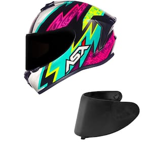 Capacete ASX Draken Thunder Preto Tiffany e Rosa Mais Viseira Fumê