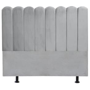 Cabeceira Estofada Cama Box Queen 160 Cm Maitê Suede Cor:cinza Claro