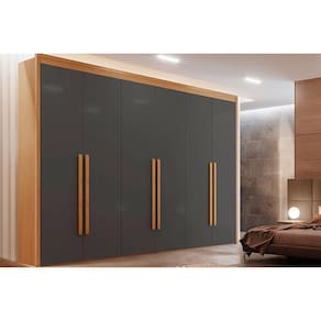 Guarda Roupa Casal 6 Portas E 6 Gavetas Creta Naturale-grafite Rufato