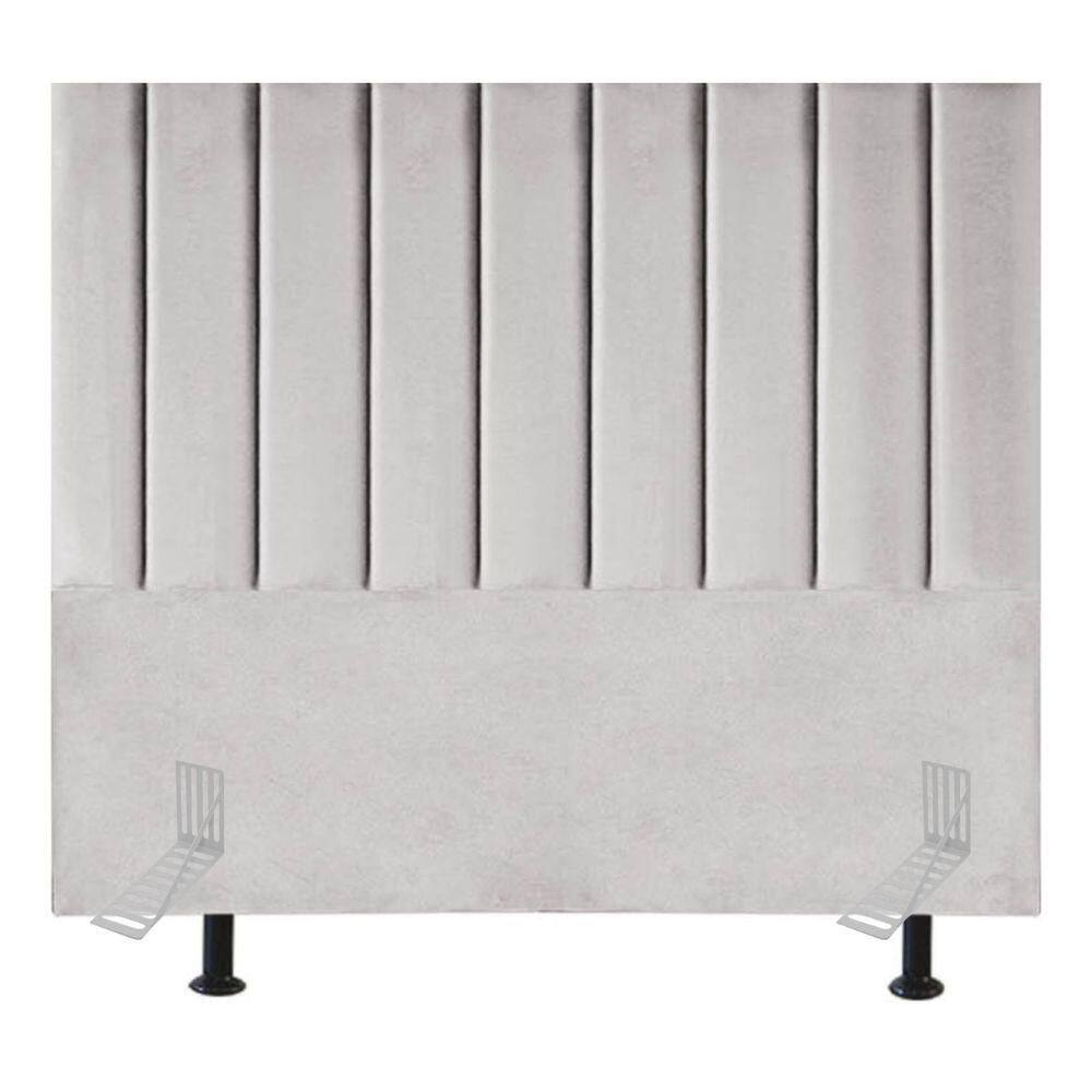 Cabeceira Estofada Cama Box King 195 Cm Catarina Veludo E Frame Cor:cinza Claro