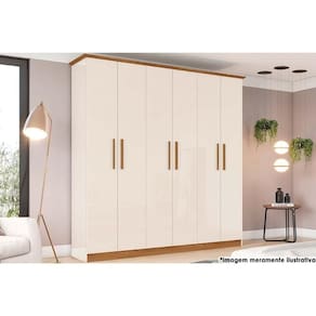 Guarda Roupa Casal 6 Portas E 3 Gavetas Cover Off White-nature