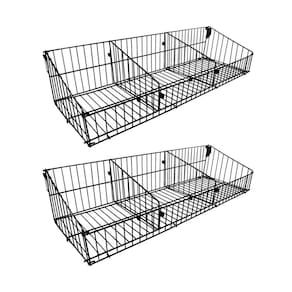 Kit - 2 Cestos 30cm Com Divisórias Para Organização De Gôndola Preto New Plus - Sa Gondolas