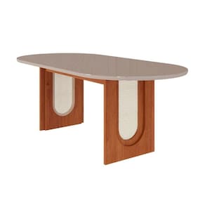 Mesa De Sala Jantar Valentina Com tampo Oval 210x100cm Cinamomo off White
