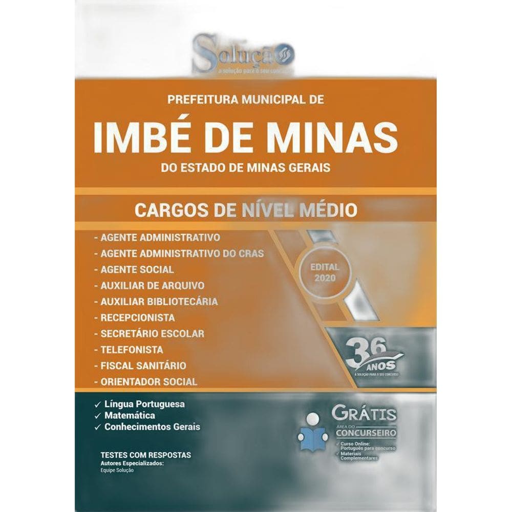 Apostila Concurso Imbé De Minas Mg - Cargos De Nível Médio