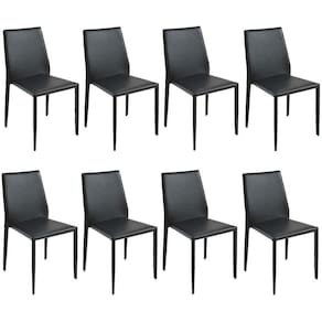 Kit com 8 Cadeiras de Jantar Amanda Pvc Preto