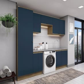 Lavanderia Modulada Kappesberg Celeste 7 Peças Nogueira/azul 230cm