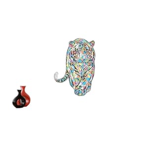 Papel De Parede 3D Animais Pop Art Tigre Felino 3,5M Pxa138