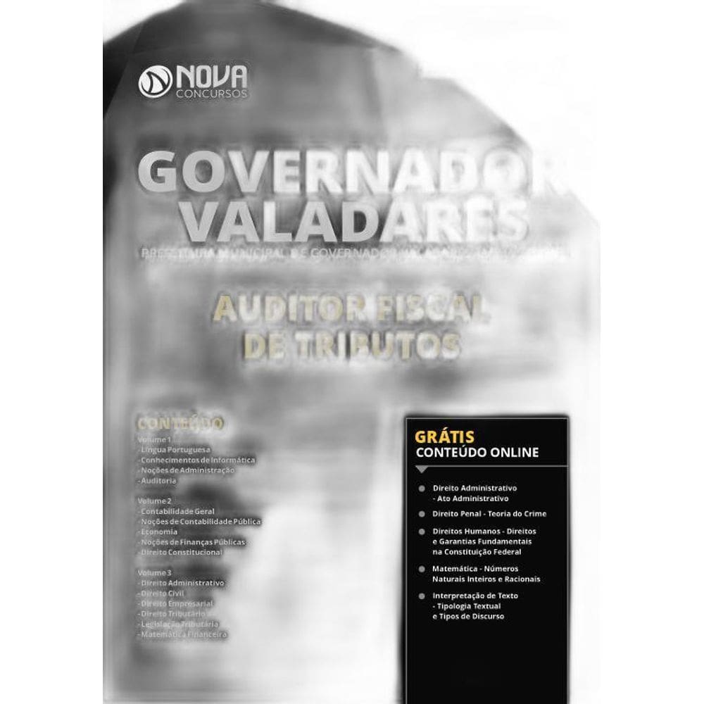 Apostila Governador Valadares Mg Auditor Fiscal De Tributos