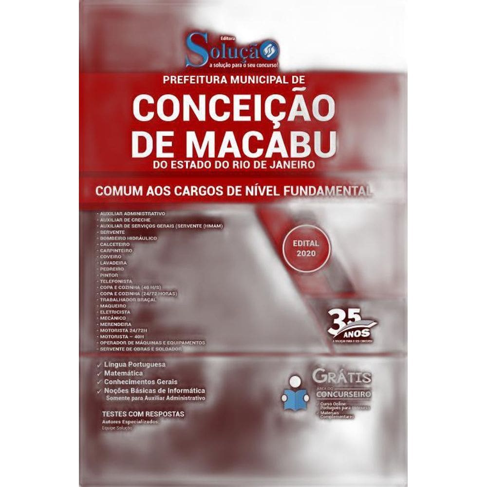 Apostila Conceição De Macabu Rj Cargos De Nível Fundamental